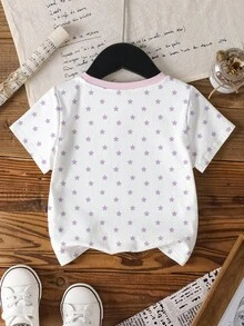 HELLO KITTY AND FRIENDS | SHEIN Young Girl Cute Cartoon Pattern Round Neck Short Sleeve T-Shirt, Summer