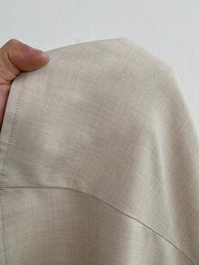 Elenzga Camicetta elegante e sexy con fiocco, taglie comode - Beige - Visualizzare 7
