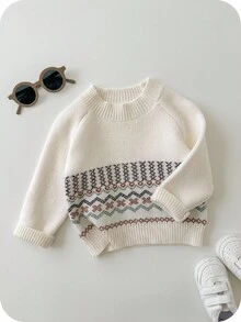 SHEIN 1. Baby Boy/Girl Casual Cute Round Neck Sweater, Autumn/Winter Kids Sweater, Unisex Baby Clothes, Baby Winter Clothes, My First Christmas Fall - Multicolor - View 10