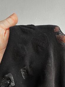 Maweii Plus Size Women's Sexy Hollow Out Long Sleeve Top