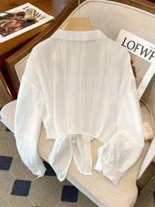 Franclia Women's Elegant Off-Shoulder Long Sleeve Single-Breasted Shirt Fall Cloth For Women