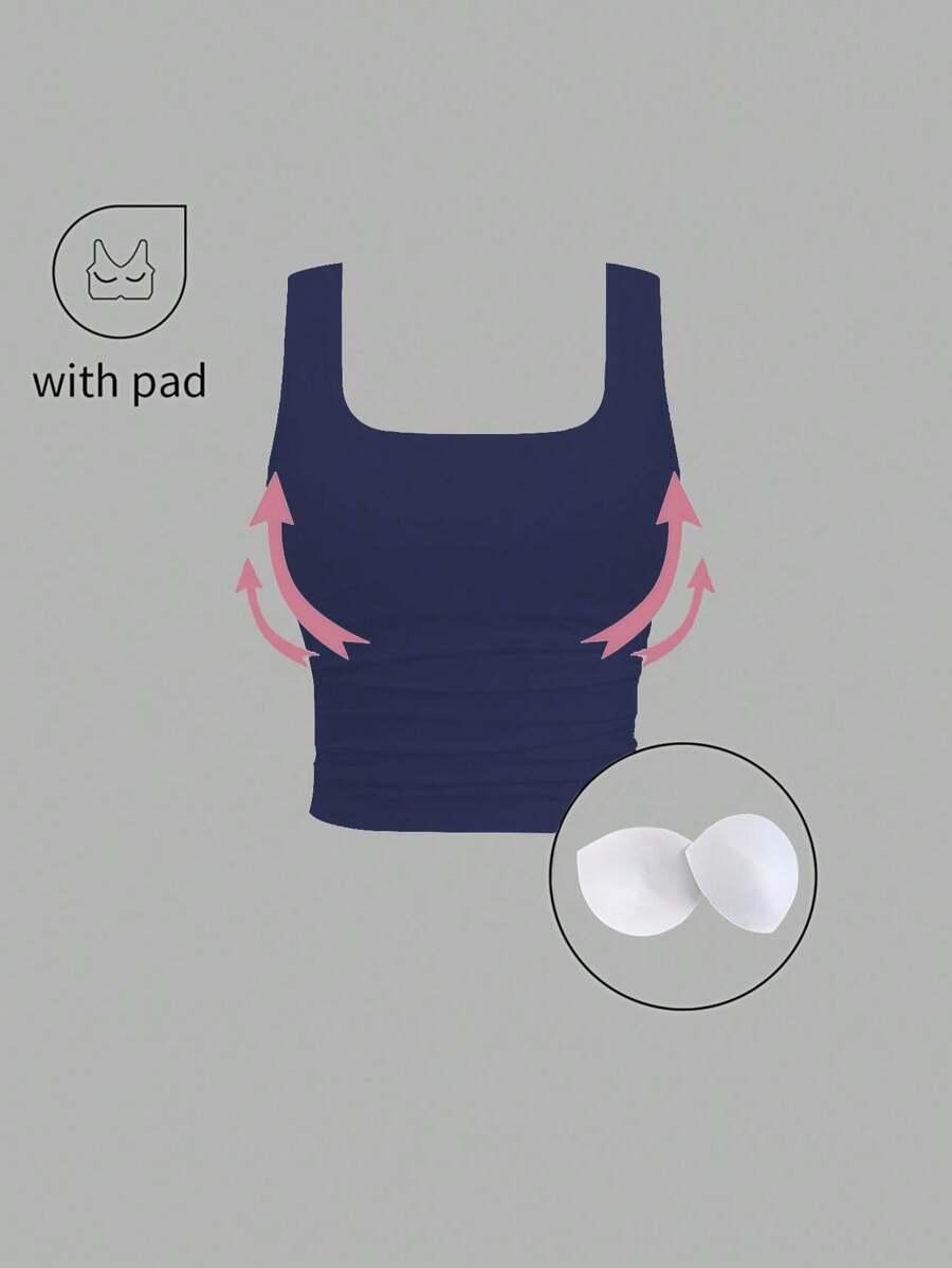 Sweetra Luźny, jednokolorowy, dopasowany top bez rękawów z usztywnianym biustem, letni