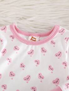 Cozy Pixies Young Girl Snug Fit Cartoon Rabbit Print Contrast Color Crew Neck Long Sleeve Top And Pants 2 Pieces Pajama Set Fall Winter - Multicolor - View 5