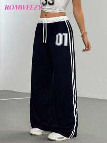 Sparklyn 休闲街头嘻哈风格短款字母印花运动裤，适合少女户外、街头摄影、校园穿着