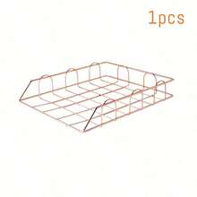 Metal A4 Paper Tray Organizer, 1/2/4pcs Stackable Rose Gold File Holder For Desk - Horizontal Document Storage Box, Mail Sorter, Letter Tray For Office, School & Home Use