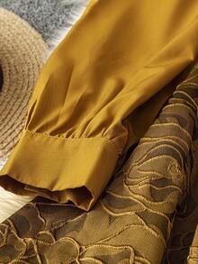 Rometta Vestido de mujer de longitud media elegante con cuello en V, mangas largas, cinturón, textura de tela jacquard con bordado de flores, estilo retro y elegante - Vestido formal para mujer, vestido de Pascua, vestido romántico para invitada de boda