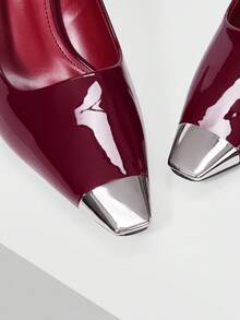 Mnmlis Tacones de mujer de tacón de aguja minimalistas y casuales para ir al trabajo - Burdeos - Ver 4