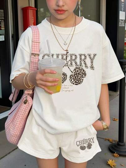 SHEIN EZwear 2-częściowy damski, minimalistyczny zestaw składający się z topu z krótkim rękawem i spodenek, odpowiedni na lato