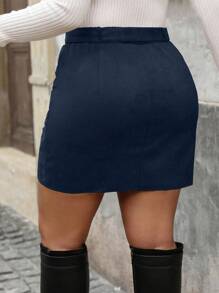 Rometta Damen Große Größen Lässig einfarbiger Wickelrock