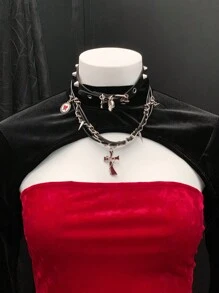 SHEIN Unity ملابس نسائية مكونة من قطعتين لمناسبة عيد الهالوين - عنابي اللون - مشاهدة 3