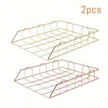 Metal A4 Paper Tray Organizer, 1/2/4pcs Stackable Rose Gold File Holder For Desk - Horizontal Document Storage Box, Mail Sorter, Letter Tray For Office, School & Home Use