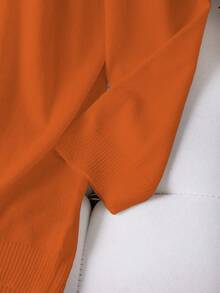 EMERY ROSE Plus Size Casual Solid Color Cardigan, Suitable For Spring And Autumn - Orange - View 4