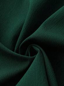 SHEIN PETITE 大码女式梭织纯色荷叶边下摆系带腰阔腿休闲裤，春夏款，黑色 - 墨綠色 - 查看 3