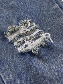 SHEIN Explorewe TWEEN GIRLS 复古水洗色牛仔裤，街头风格，做旧下摆喇叭裤，百搭时尚新设计 - 中等水洗藍 - 查看 7