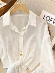 Franclia Women's Elegant Off-Shoulder Long Sleeve Single-Breasted Shirt Fall Cloth For Women