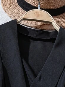 DreamSkyne Elegantes Damen Shirt in Große Größen - V-Ausschnitt, weite Ärmel, Raffungen, Taillenband mit Schnürung, schmale Passform, Langarm, Nähprozess für eleganten Ausgang und Büroalltag - Exquisite Bluse für kleine Damen - Schwarz - Übersicht 5