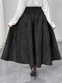 Maweii Falda minimalista de uso diario con textura en talla grande - Negro - Ver 2