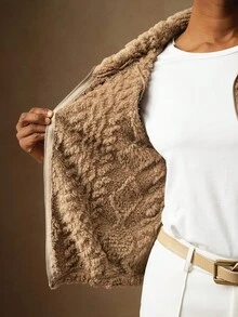 Vesra 女士提花羊毛翻领拉链休闲夹克