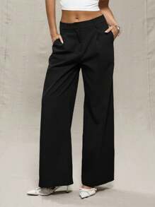 MUSERA 夏季优雅阔腿修身长裤，尽显老钱贵族风范，适合度假、波西米亚风情和秋季穿着。 - 黑色 - 查看 1