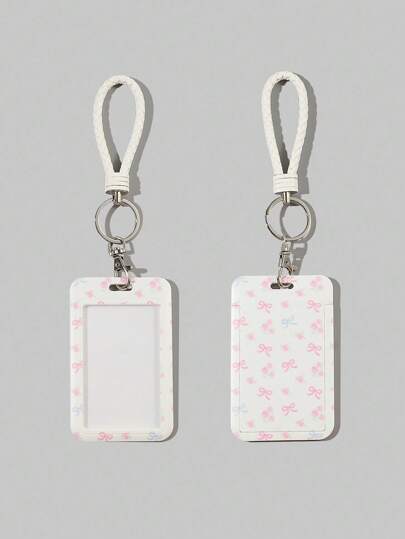 Kawaii 1pc Cute Bowknot Flip ID Card Holder, Back To School