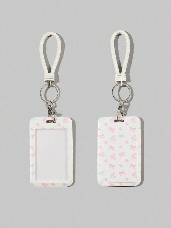 ROMWE Kawaii 1pc Cute Bowknot Flip ID Card Holder, Back To School