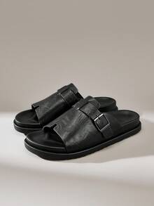 Solecia 2025年夏季男士休闲简约系带凉鞋，时尚沙滩拖鞋 - 黑色 - 查看 9