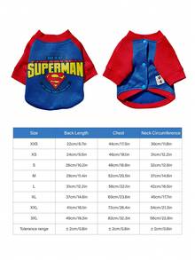 SUPERMAN X PETSIN 1pc Colorblock Raglan Sleeve Graphic Sweatshirt, Fashionable Design Suitable For Pets