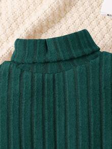 2pcs/Set Young Boys Fashionable Textured Sweatshirt & Plaid Pants,Comfortable Preppy Outfits For Autumn,School,Back-To-School First Day,Daily Wear - Dark Green - View 4