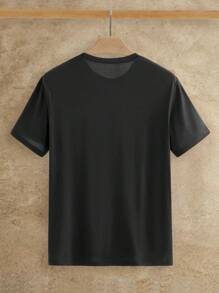 Manfinity NXTstreet Men's Casual Elastic Knit Floral Rhinestone Embellished Fitted T-Shirt, 2000s Style - Black - View 2