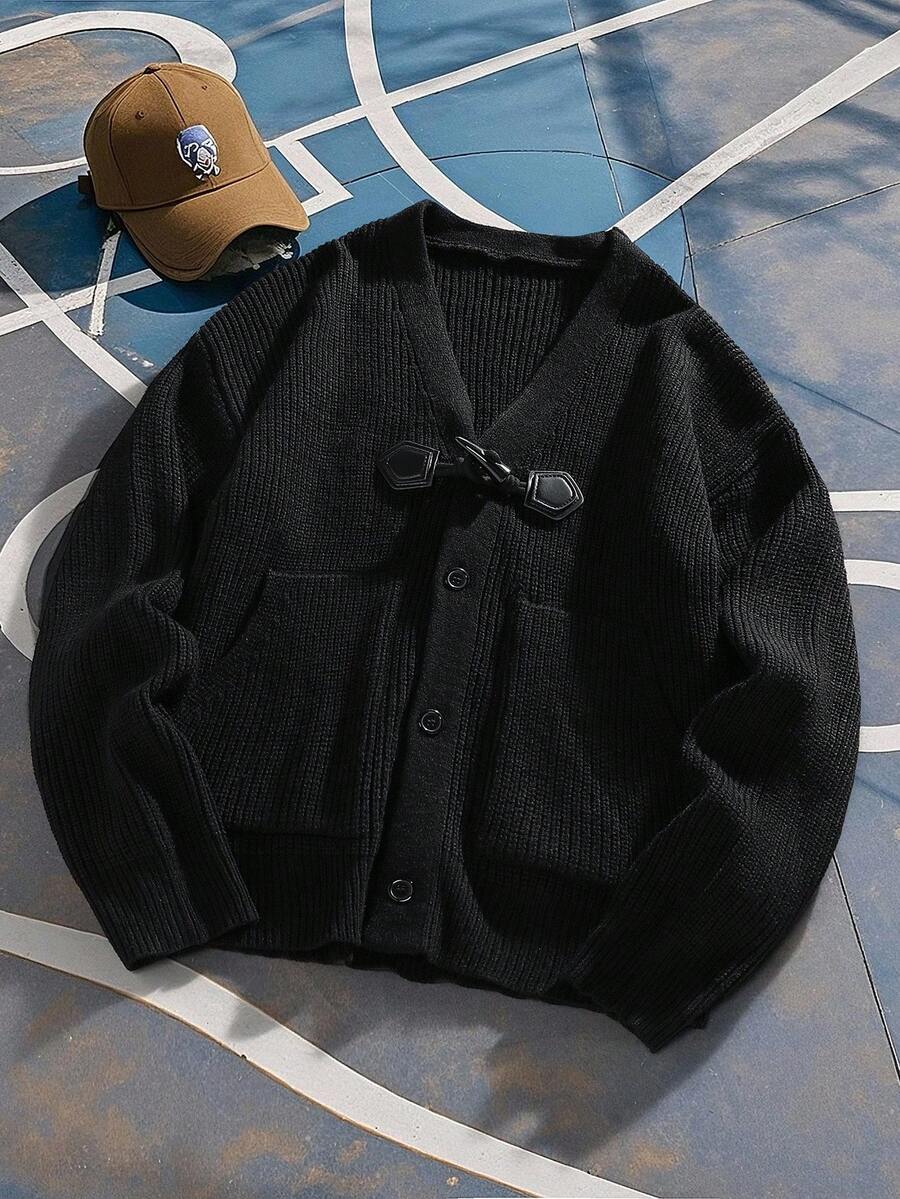 Manfinity Hypemode Men's Casual Basic Minimalist Button-Up Cardigan, Fall Winter - Multicolor - View 1