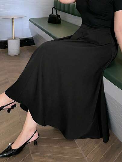 Dazy Plus 大码女式优雅A字长款休闲裙，四季秋季半身裙