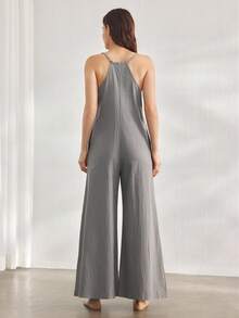 Ocili 休闲舒适连体裤，宽松阔腿款式，100%纯棉面料，舒适 - 灰色 - 查看 2