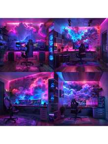 1 件大壁云灯 - 3D 雷云 LED 灯闪电云彩色氛围夜灯适用于 DIY 创意云灯、电影院、教室、宿舍 - 多色光 - 查看 9