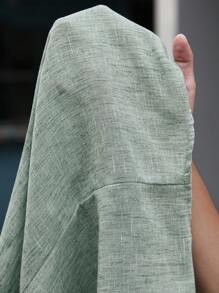 Manfinity CasualCool Men's Casual Button-Up Long Sleeve Shirt, Minimalist Daily Wear Men Linen Shirt Teal Men Shirt Turquoise ,Fall - Mint Green - View 7