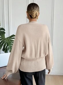 Serisse Cardigan femme à boutons de couleur unie - Nude - Voir 2