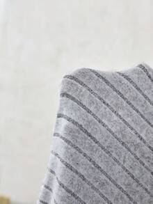 SHEIN EZwear 秋冬大码罗纹弹力休闲柔软灰色长裙 - 灰色 - 查看 6
