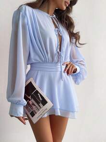 Firerie Women Mini Dresses,Graduation,Graduation Dresses For Women,Back To School Dress, Fall Women Clothes, Old Money, Office Outfits For Women - Baby Blue - View 2