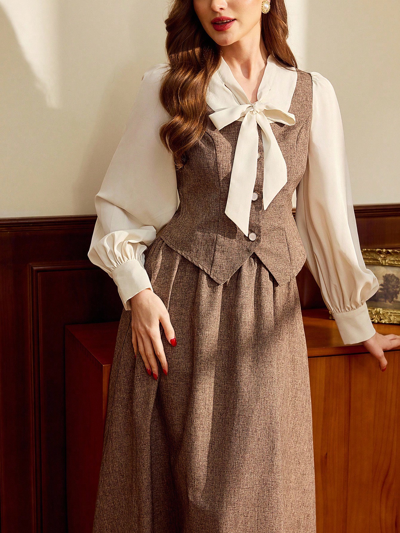 Vintamour طقم كلاسيكي أنيق بطراز الكلية للنساء مكو...