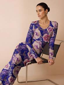 Glamance N_Standard Women's Elegant Floral Print Fitted Dress