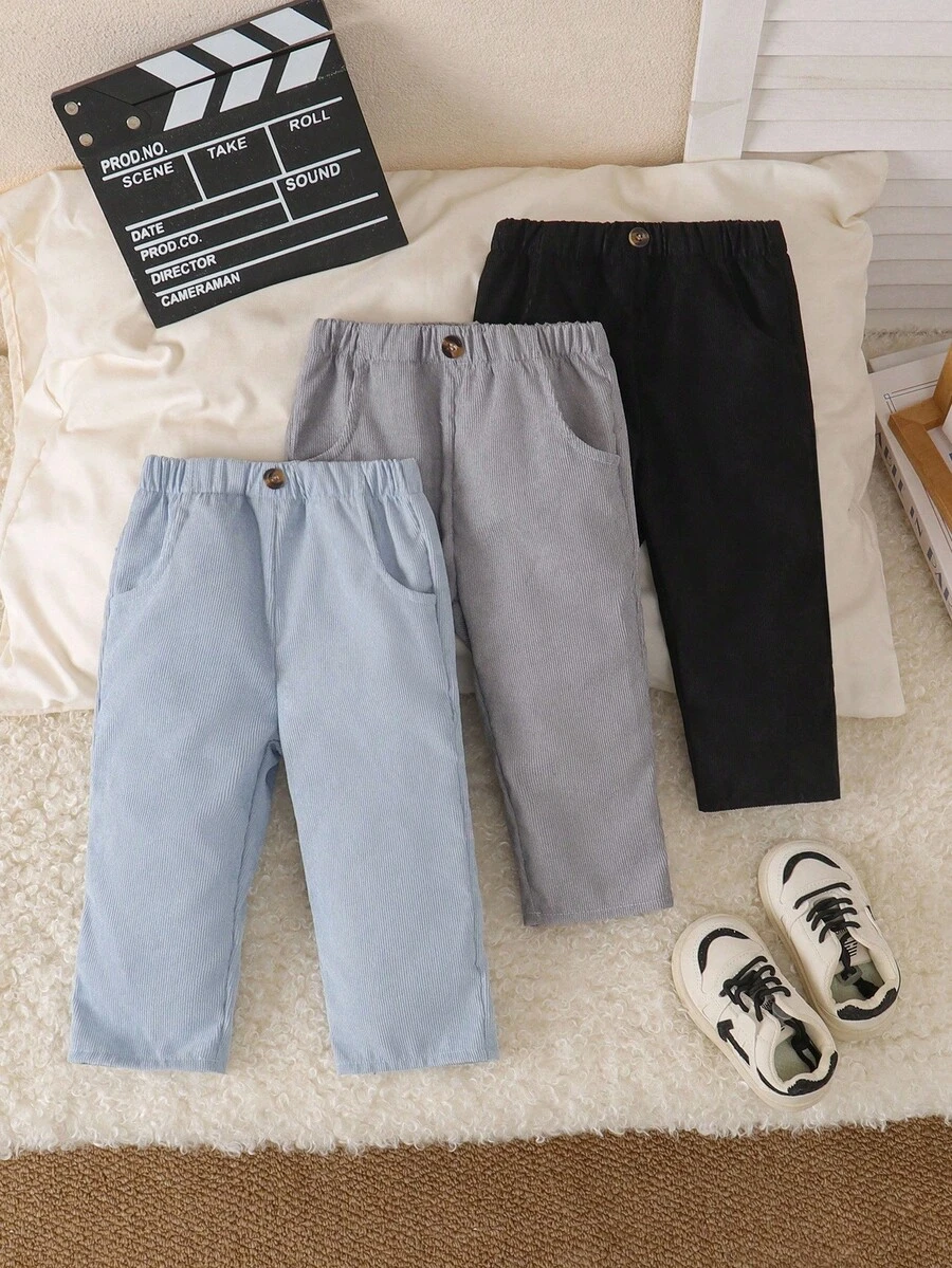 Souflis Souflis Set de 3 pantalones casuales de unicolor con bolsillo para bebé niño - Multicolor - Ver 1