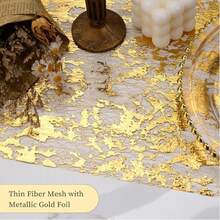 1 Pack Sequin Glitter Aluminum Foil Metallic Mesh Gold Tablecloth Roll Suitable For Table Decoration For Wedding, Christmas, Birthday Party