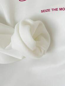 Manfinity VCAY Men's Casual Loose Pullover Sweatshirt With Cursive English Alphabet Design, Fall, Winter, Couple Things - White - View 5