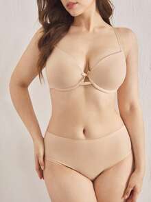 Ocili Conjunto de sujetador acolchado sin costuras y braga talla grande, de material brillante