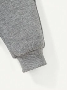 Cozy Pixies 男嬰字母刺繡插肩袖運動衫和運動褲 - 灰色 - 查看 6