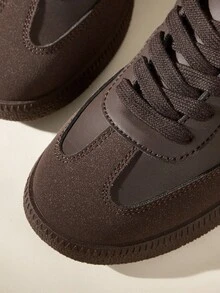 CUCCOO EASI 2024 New Spring Women Retro Versatile Casual Sneakers, Flat White Shoes For Christmas - Brown - View 4