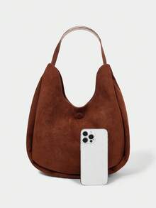 SHECARRY Túi đeo vai nữ, Túi Hobo, Da lộn, Khóa trang trí phần cứng, Thời trang, Thanh lịch, Đơn giản, Cá nhân hóa, Đa năng, Cổ điển, Đi làm, Văn phòng, Hẹn hò, Hàng ngày, Mua sắm, Trà chiều - màu nâu - Xem 5