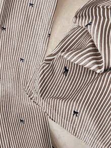 GlowEve 女士休闲蝴蝶结条纹蕾丝腰直筒阔腿裤 - 棕色 - 查看 3