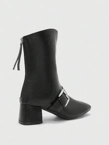 CUCCOO BIZCHIC Giày bốt cao gót thời trang nữ, thích hợp mặc hàng ngày, màu đen - màu đen - Xem 8