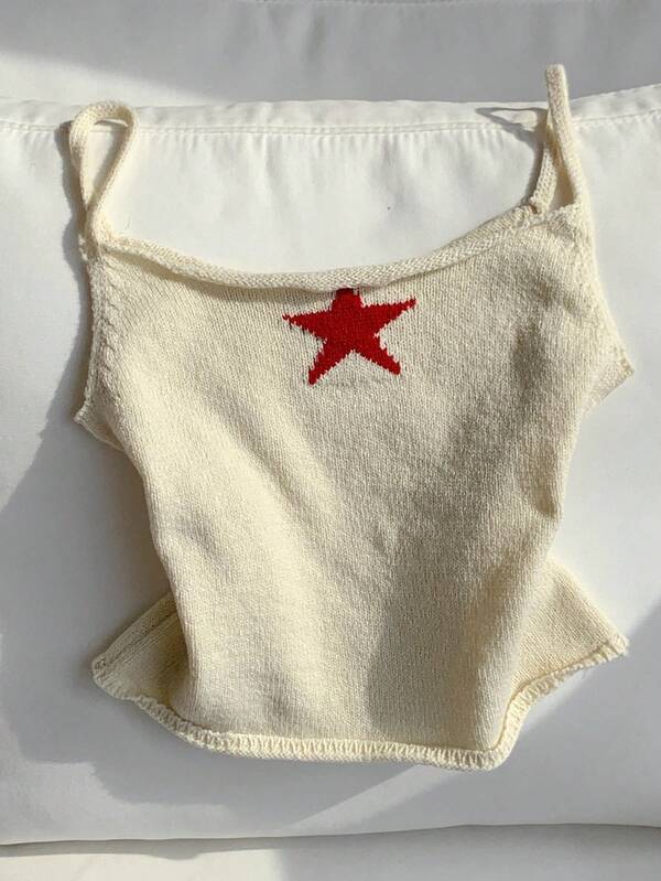 Comfortcana Women's Star Pattern Fitted Knit Sweater, Casual For Summer,Fall