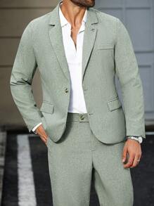 Calvornis Completo casual da uomo taglie forti, 2 pezzi, giacca e pantaloni tinta unita, stile semplice e casual adatto per tutti i giorni, matrimoni, balli, occasioni come San Valentino o anniversari, ottimo regalo per il fidanzato o il marito.